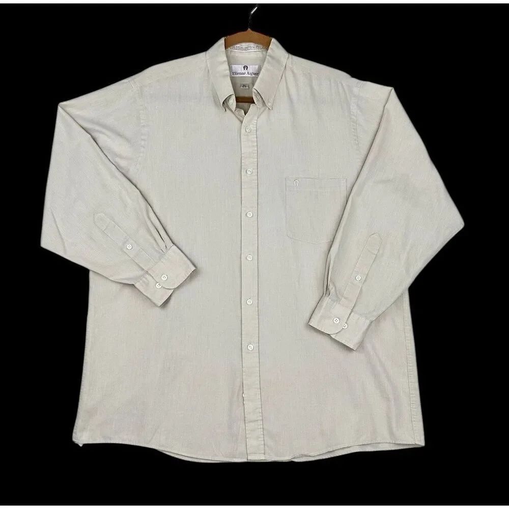 Vintage Etienne Aigner Men’s Button Up Dress Shirt Size 16.5 32/33 Beige Tan